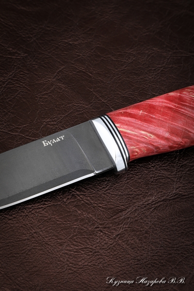 Knife Berkut 2 steel wootz steel handle Karelian birch red