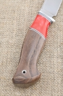 Knife Gadfly Sandvik handle ash-wood stabilized brown acrylic red