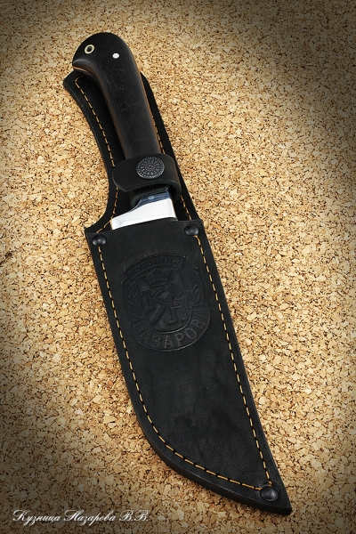 Knife Uzbek wootz steel all-metal black hornbeam (inscription)