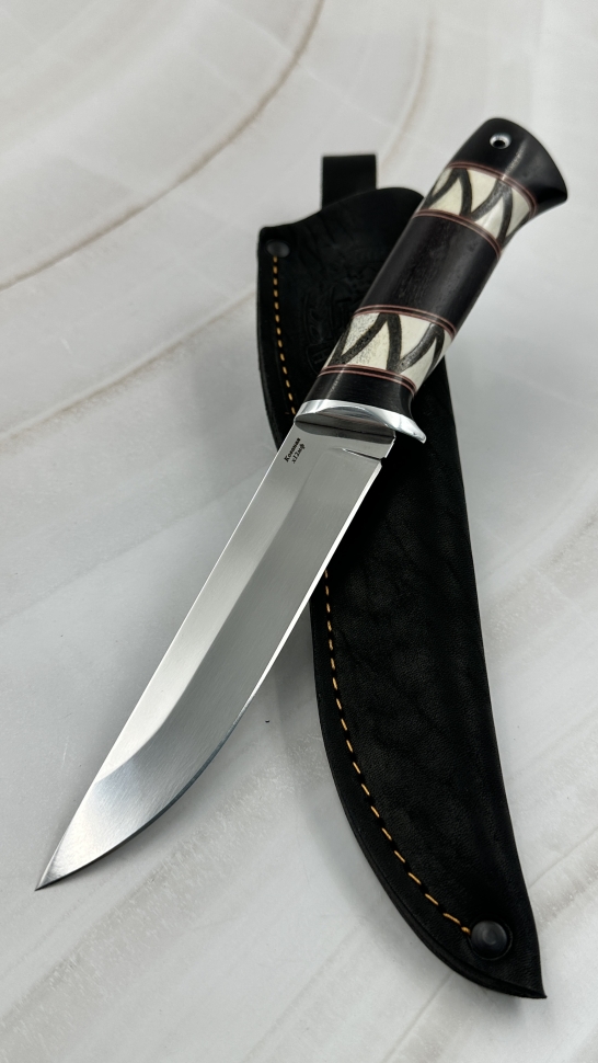 Нож "Овод" сталь х12мф  рукоять черный граб с рогом лося (распродажа)  