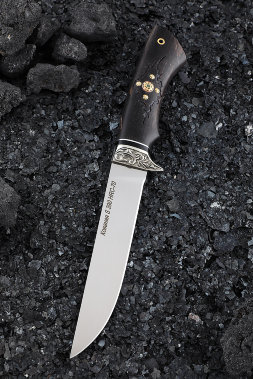 Нож Кардинал 2 S390 мельхиор черный граб стабилизированная карельская береза (Coutellia)