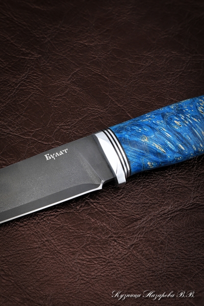 Нож Барс сталь булат рукоять карельская береза синяя