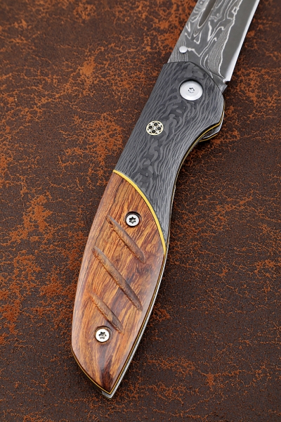 Folding knife Stork Damascus laminated lining iron wood carbon