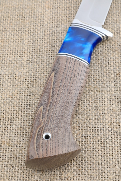 Нож Пехотинец Sandvik рукоять ясень стабилизированный коричневый акрил синий