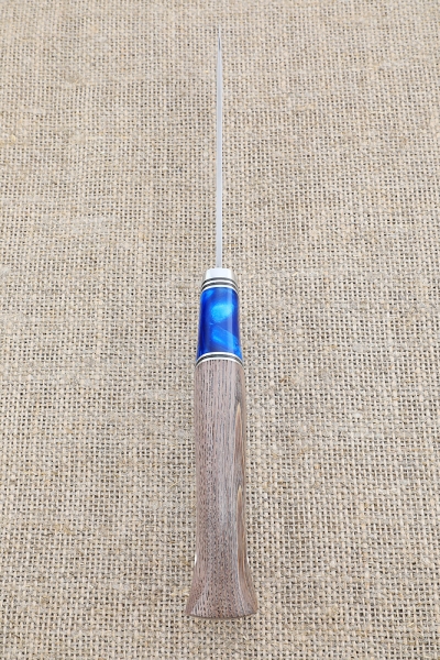 Knife Infantryman Sandvik handle ash-wood stabilized brown acrylic blue