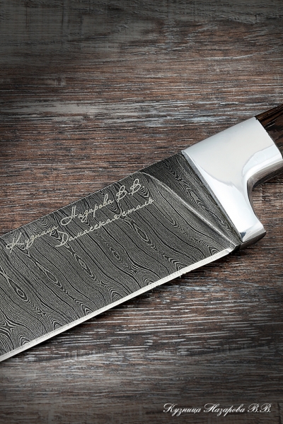 Нож Узбекский дамаск цельнометаллический венге (надпись)