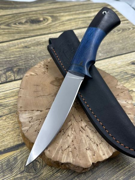 Нож &quot;Ангара&quot; сталь х12мф, рукоять стабилизированная карельская береза синяя (распродажа)