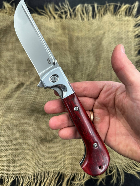 Складной нож "Пчак" сталь х12мф, накладки карельская береза красная (распродажа)