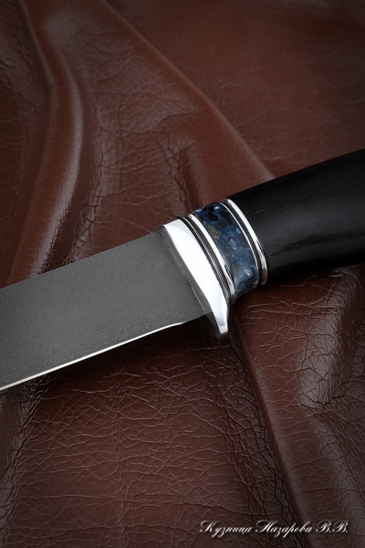 Нож Касатка большая филейный х12мф черный граб акрил синий