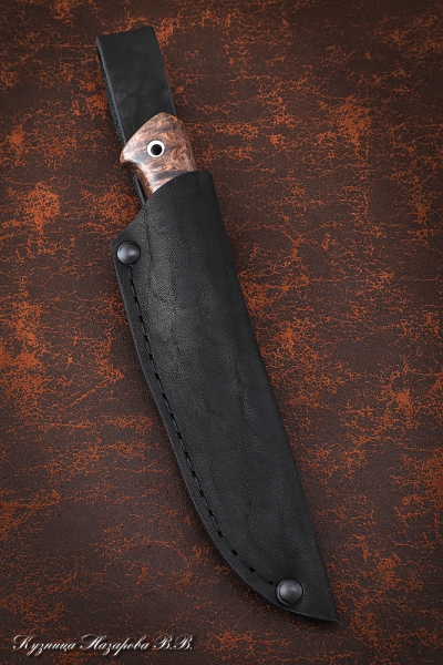 Knife Kid-1, Damascus, handle Karelian birch brown, acrylic green