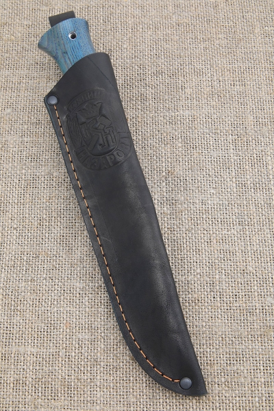 Knife Rybak 2 Sandvik handle ash-tree stabilized blue acrylic black
