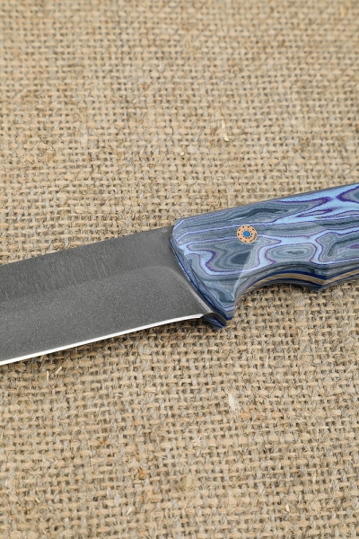 Vegan knife all-metal steel x12mf, handle G10 blue