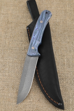 Vegan knife all-metal steel x12mf, handle G10 blue