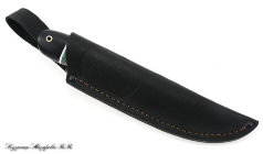 Нож Ласка дамаск черный граб стабилизированная карельская береза (зеленая)