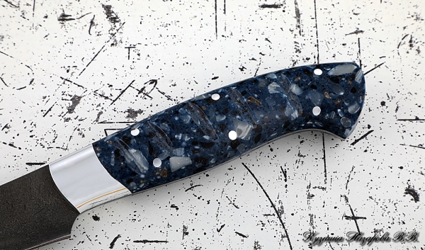 Кухонный нож Шеф № 7 сталь Х12МФ рукоять акрил синий