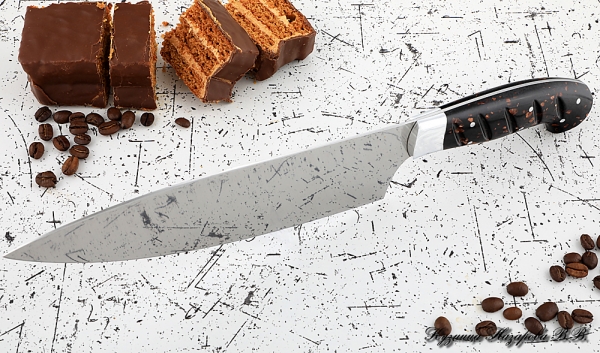 Кухонный нож Шеф № 13 сталь 95Х18 рукоять акрил коричневый