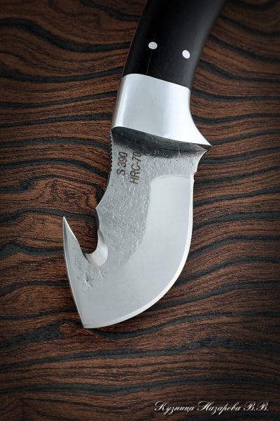 Skinning knife-2 S390 all-metal black hornbeam