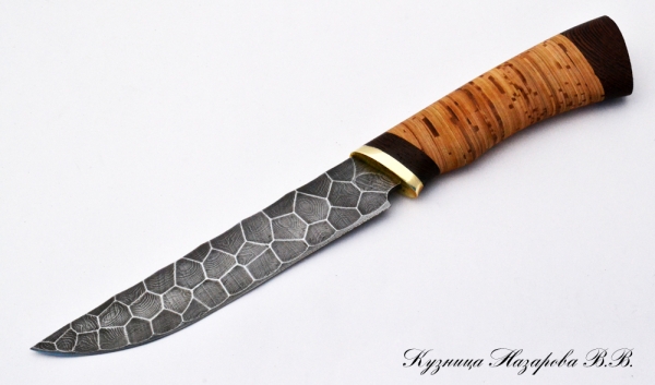 Knife Gadfly Damascus full stone birch bark
