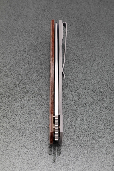 Нож складной Тор сталь Elmax накладки текстолит резной + AUS8 (подшипники, клипса)