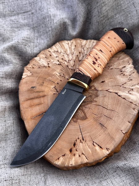 Нож "Ловчий" сталь булат, рукоять береста (распродажа)