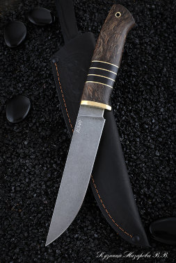 Нож Засапожный К340 черный граб стабилизированная карельская береза (Sicac)