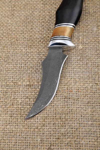 Knife Malysh-3, Kh12MF, handle Karelian birch amber, black hornbeam