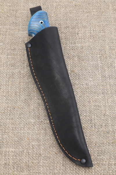 Fox knife Sandvik handle ash wood stabilized blue acrylic black