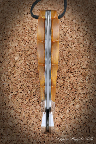 Нож складной Орел сталь КН-01 накладки карельская береза (янтарная)