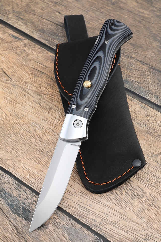 Выкидной нож "Волк" сталь х12мф накладки G10 серый 