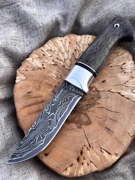 Нож "Странник" сталь ламинированный дамаск, рукоять карельская береза коричневая (распродажа)