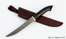 Нож Касатка средняя филейный дамаск черный граб