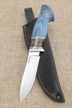 Fox knife Sandvik handle ash wood stabilized blue acrylic