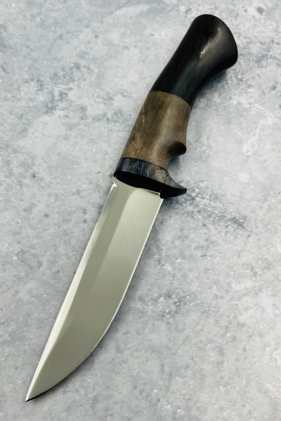 Нож "Вепрь" сталь х12мф, рукоять черный граб и карельская береза коричневая (распродажа)