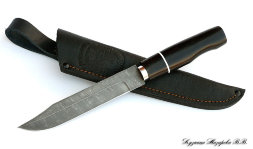 Нож финка Сапера дамаск черный граб