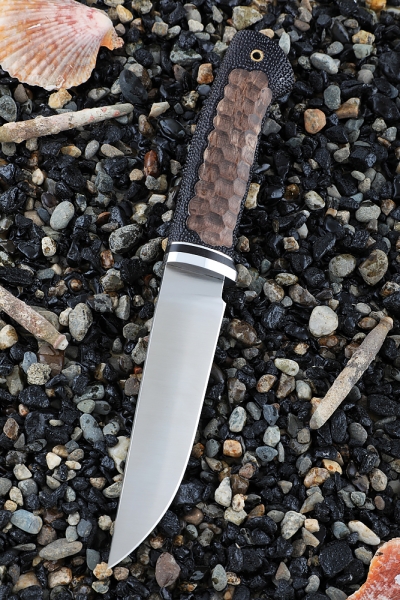 Knife Bars steel ELMAX - satin handle Karelian birch (Coutellia)