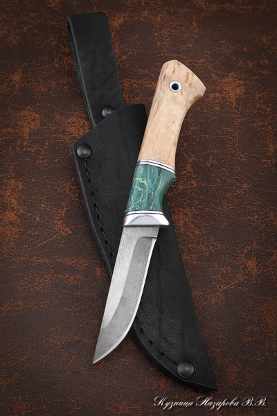Knife Kid-1, H12MF, handle Karelian birch, acrylic green