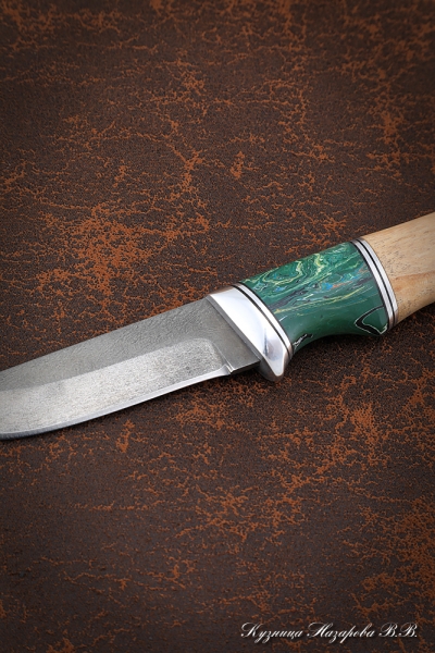 Knife Kid-1, H12MF, handle Karelian birch, acrylic green