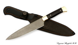 Нож Шеф-Повар малый х12мф черный граб латунь