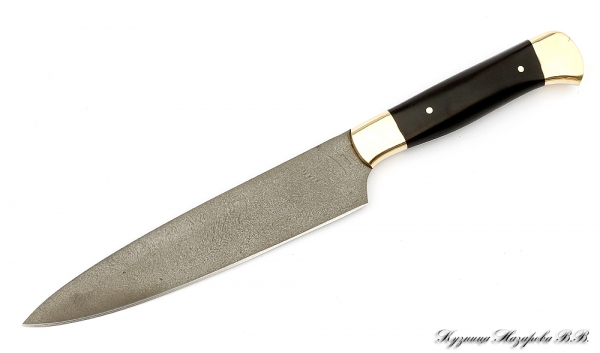 Chef Knife small H12MF black hornbeam brass