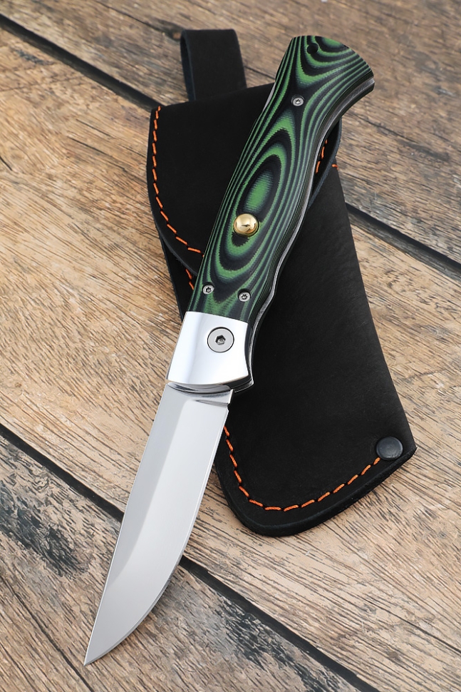 Выкидной нож "Волк" сталь х12мф накладки g10 зеленая