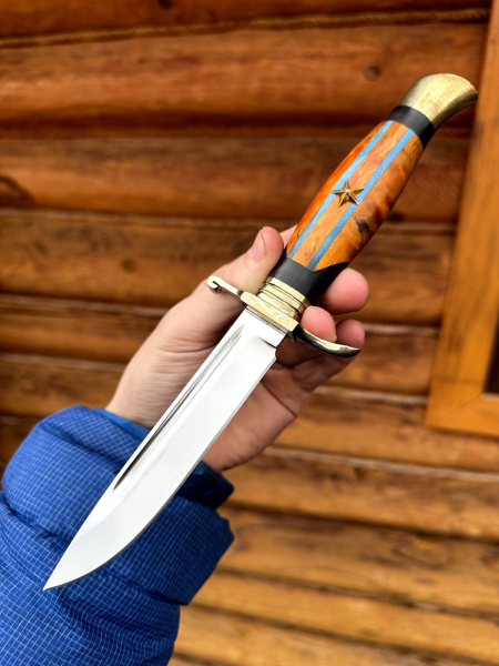 Нож Финка НКВД сталь S390 , рукоять и ножны карельская береза янтарь (распродажа)