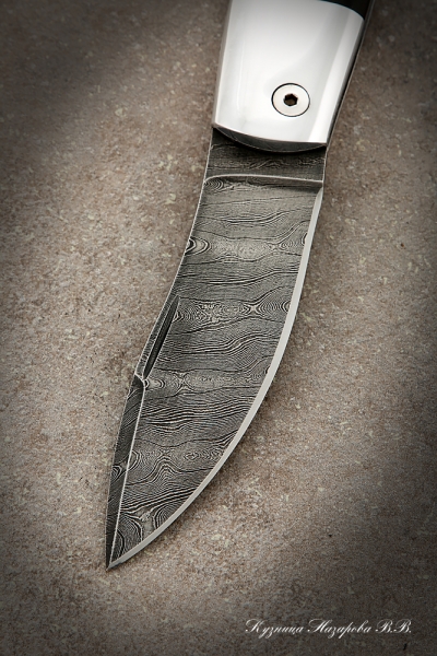 Folding knife Ramp steel damascus lining Black hornbeam