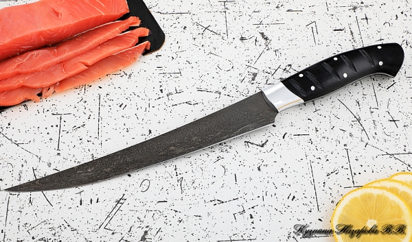 Кухонный нож Шеф № 7 сталь Х12МФ рукоять акрил черный