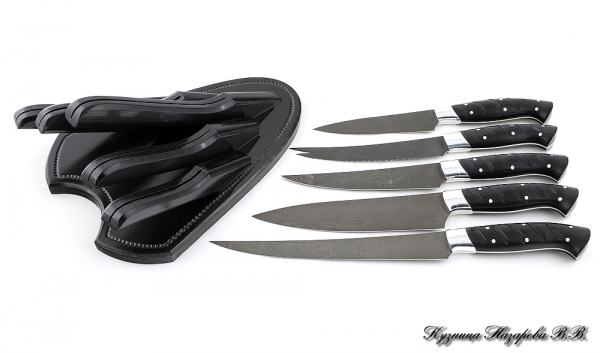 Подставка с набором ножей акрил черный