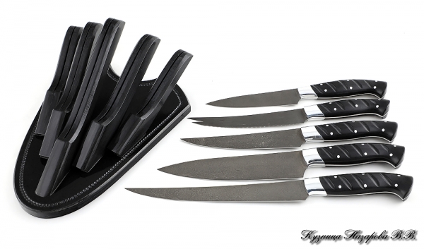 Подставка с набором ножей акрил черный