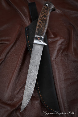 Нож Касатка средняя филейный дамаск венге акрил коричневый