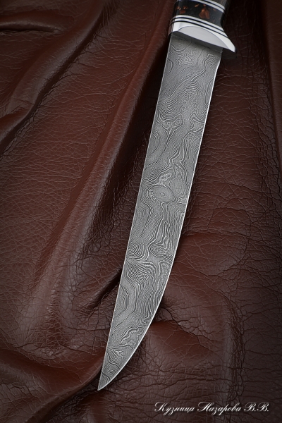 Нож Касатка средняя филейный дамаск венге акрил коричневый