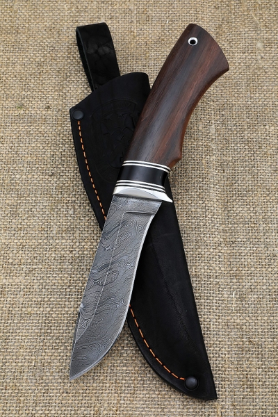 Knife Gyrfalcon Damascus handle black hornbeam rosewood