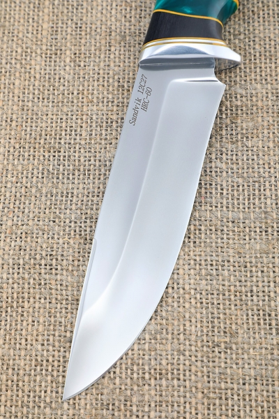 Knife Wasp steel Sandvik 12c27, handle black hornbeam and acrylic green