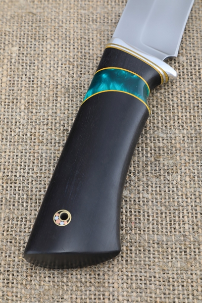 Knife Wasp steel Sandvik 12c27, handle black hornbeam and acrylic green